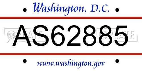 AS62885 District Of Columbia License Plate