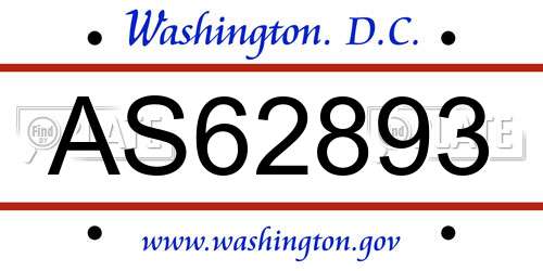 AS62893 District Of Columbia License Plate