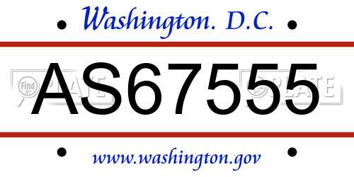 AS67555 District Of Columbia License Plate