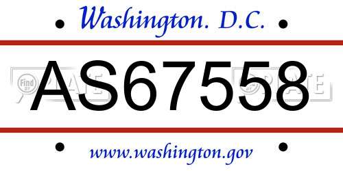 AS67558 District Of Columbia License Plate