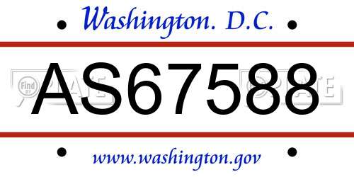 AS67588 District Of Columbia License Plate