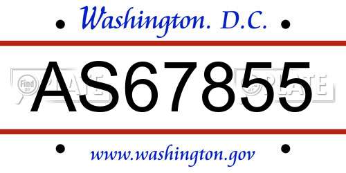 AS67855 District Of Columbia License Plate