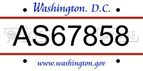 AS67858 District Of Columbia License Plate