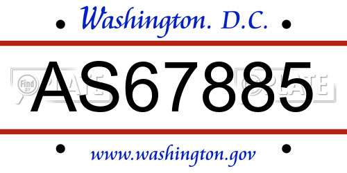 AS67885 District Of Columbia License Plate