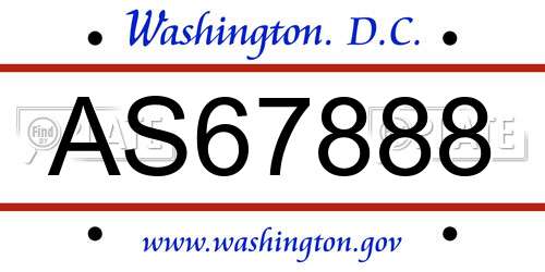 AS67888 District Of Columbia License Plate