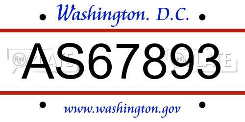 AS67893 District Of Columbia License Plate