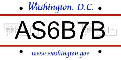 AS6B7B District Of Columbia License Plate