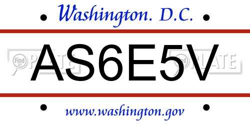 AS6E5V District Of Columbia License Plate