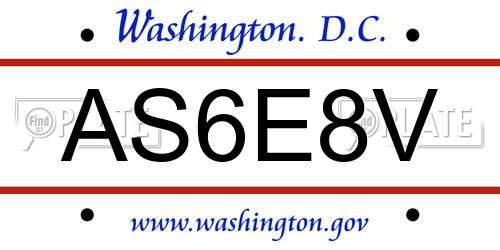 AS6E8V District Of Columbia License Plate