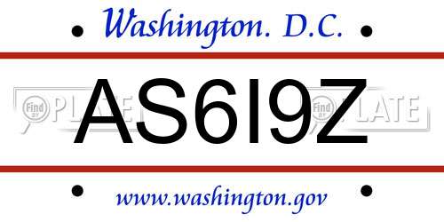 AS6I9Z District Of Columbia License Plate