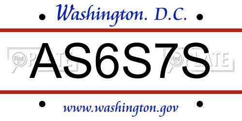 AS6S7S District Of Columbia License Plate