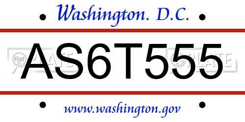 AS6T555 District Of Columbia License Plate