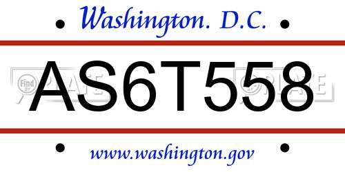 AS6T558 District Of Columbia License Plate