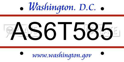 AS6T585 District Of Columbia License Plate