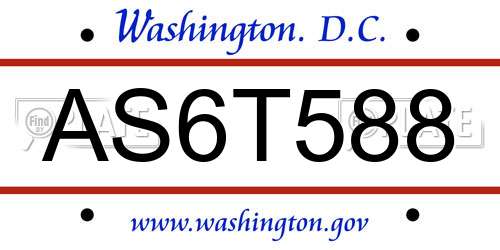AS6T588 District Of Columbia License Plate