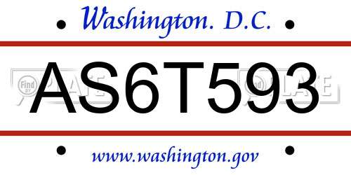 AS6T593 District Of Columbia License Plate