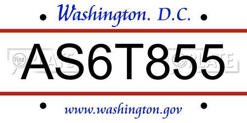 AS6T855 District Of Columbia License Plate