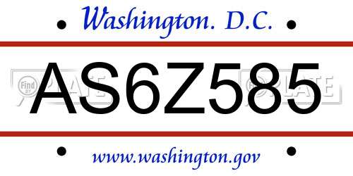 AS6Z585 District Of Columbia License Plate