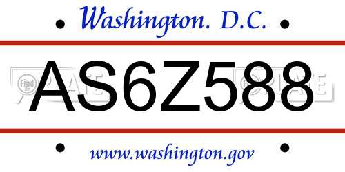 AS6Z588 District Of Columbia License Plate