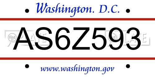 AS6Z593 District Of Columbia License Plate