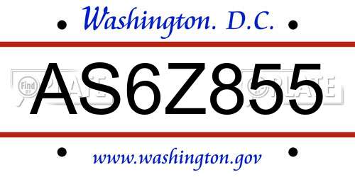 AS6Z855 District Of Columbia License Plate