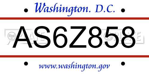 AS6Z858 District Of Columbia License Plate