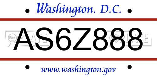AS6Z888 District Of Columbia License Plate