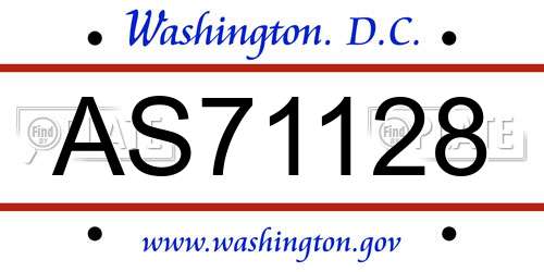 AS71128 District Of Columbia License Plate