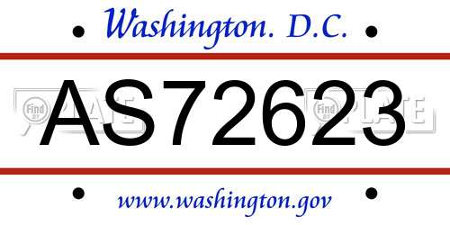 AS72623 District Of Columbia License Plate