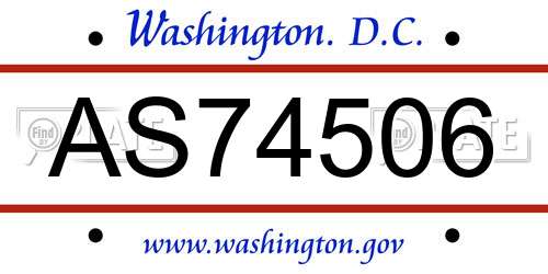AS74506 District Of Columbia License Plate