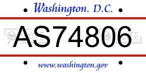 AS74806 District Of Columbia License Plate
