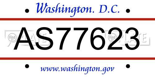 AS77623 District Of Columbia License Plate