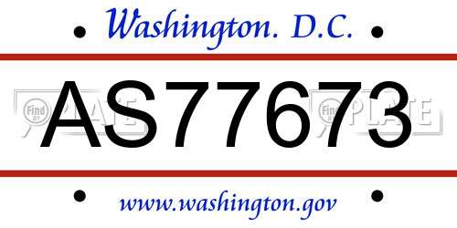 AS77673 District Of Columbia License Plate