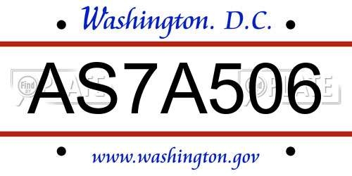 AS7A506 District Of Columbia License Plate