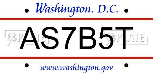 AS7B5T District Of Columbia License Plate