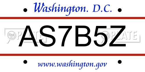 AS7B5Z District Of Columbia License Plate