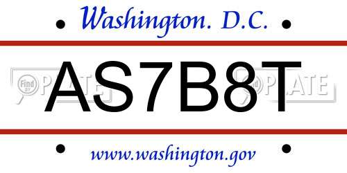 AS7B8T District Of Columbia License Plate