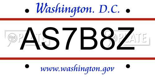 AS7B8Z District Of Columbia License Plate