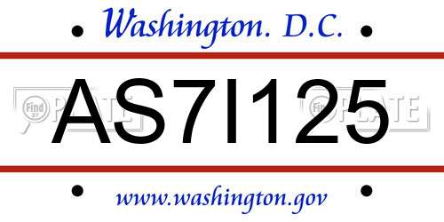 AS7I125 District Of Columbia License Plate