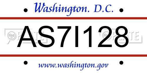 AS7I128 District Of Columbia License Plate