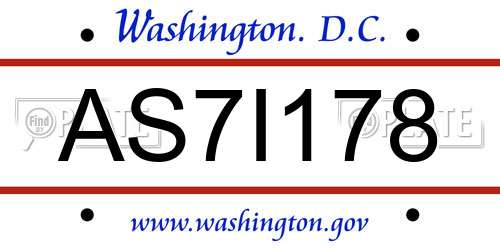 AS7I178 District Of Columbia License Plate