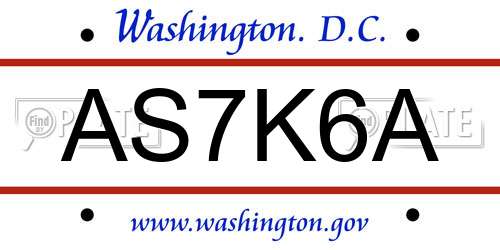 AS7K6A District Of Columbia License Plate