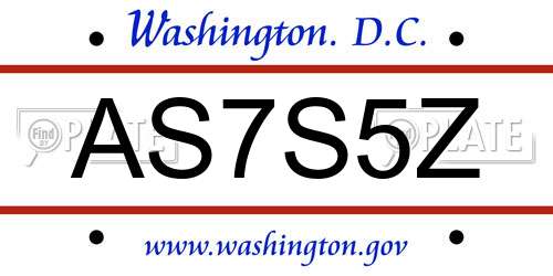 AS7S5Z District Of Columbia License Plate