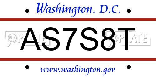 AS7S8T District Of Columbia License Plate