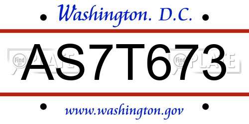 AS7T673 District Of Columbia License Plate