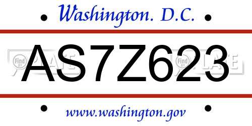 AS7Z623 District Of Columbia License Plate