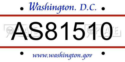 AS81510 District Of Columbia License Plate