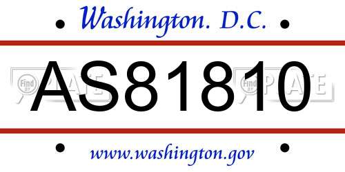 AS81810 District Of Columbia License Plate
