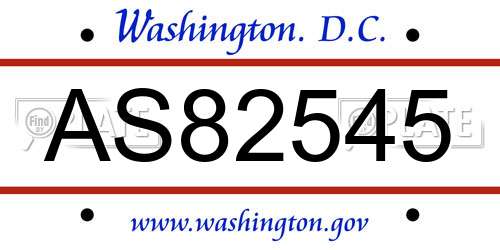 AS82545 District Of Columbia License Plate