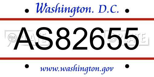 AS82655 District Of Columbia License Plate